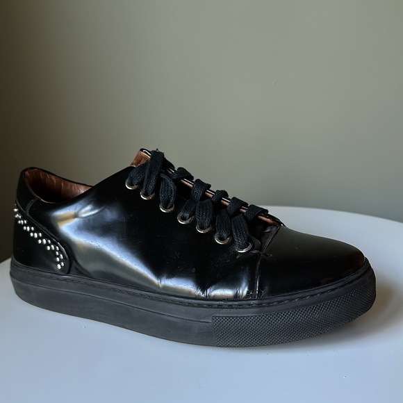 DONALD PLINER Patent Leather AlbenSP-B8 Men's 7.5M US Lace Up Studded Sneakers - Picture 1 of 16